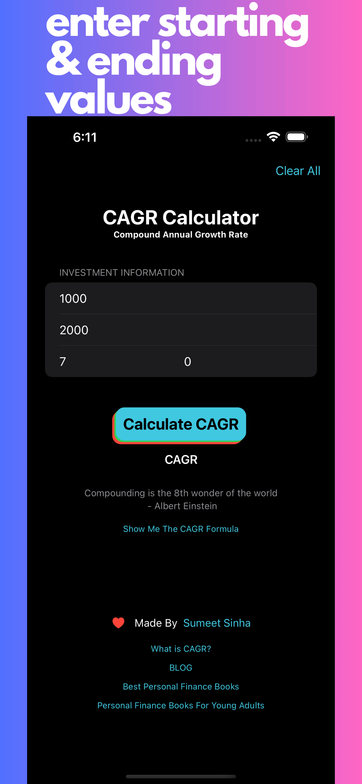 CAGR Calculator App