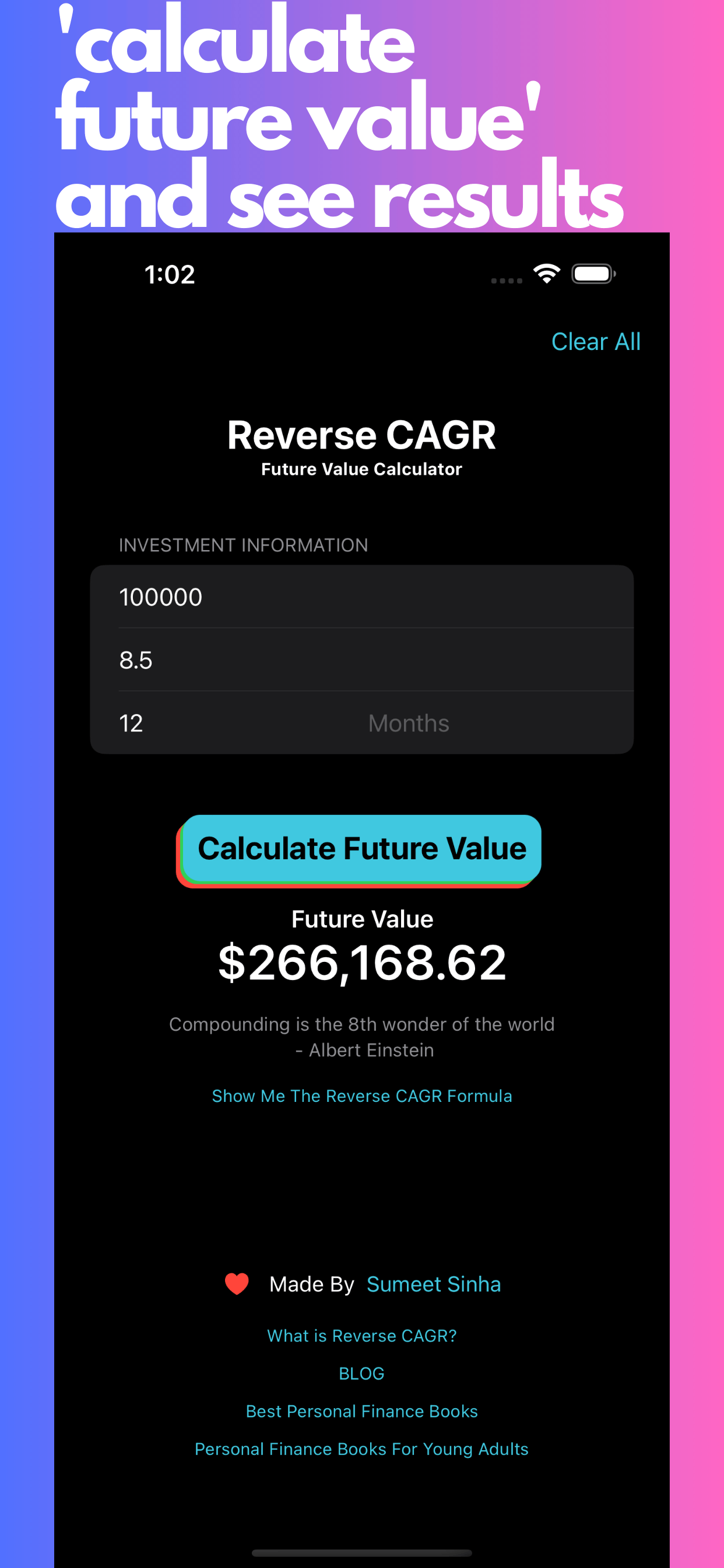 Reverse CAGR Calculator